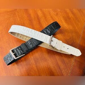 2 Calvin Klein belts (black,white) embossed leather size 32